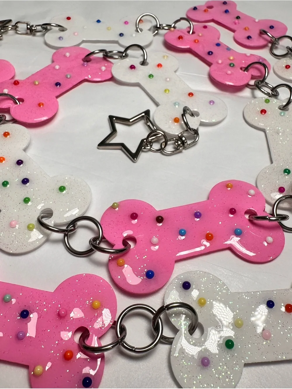 Pink & White Bone-Link Decorative Belt